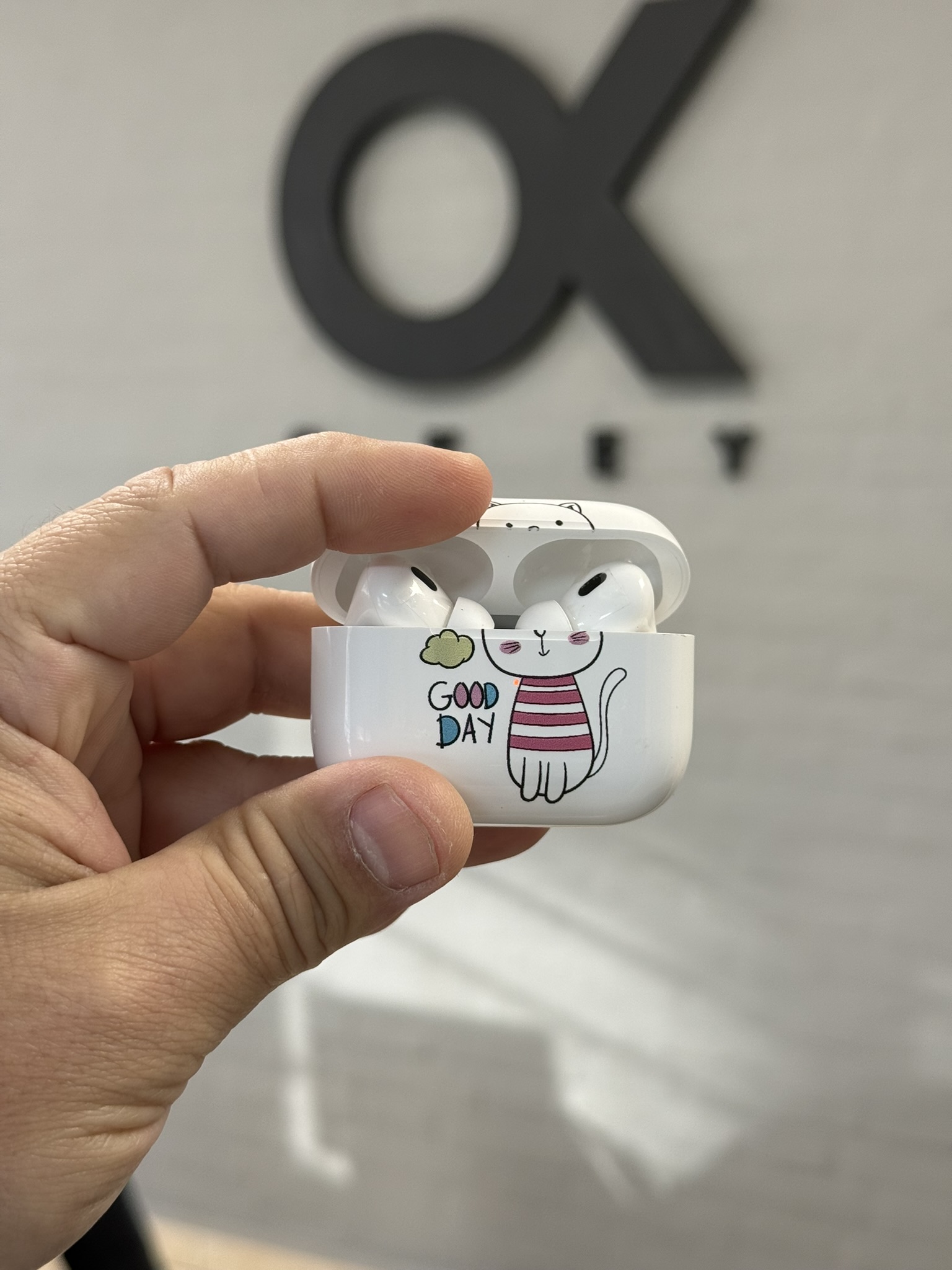 Estuche de auriculares personalizado con un gato